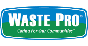 Waste Pro Professionals logo on a green background with a blue border.