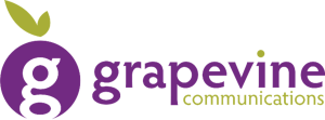 Grapevine Communications grape-shaped logo with purple and green text